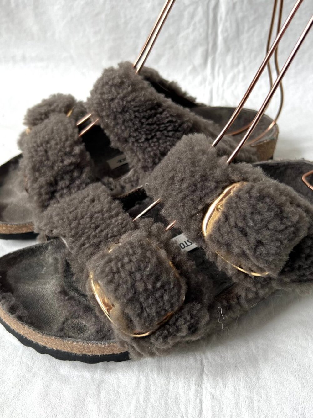 Birkenstock sandals Arizona Big Buckle Shearling teddy gray EU 37 6 6.5 slides - Picture 3 of 13